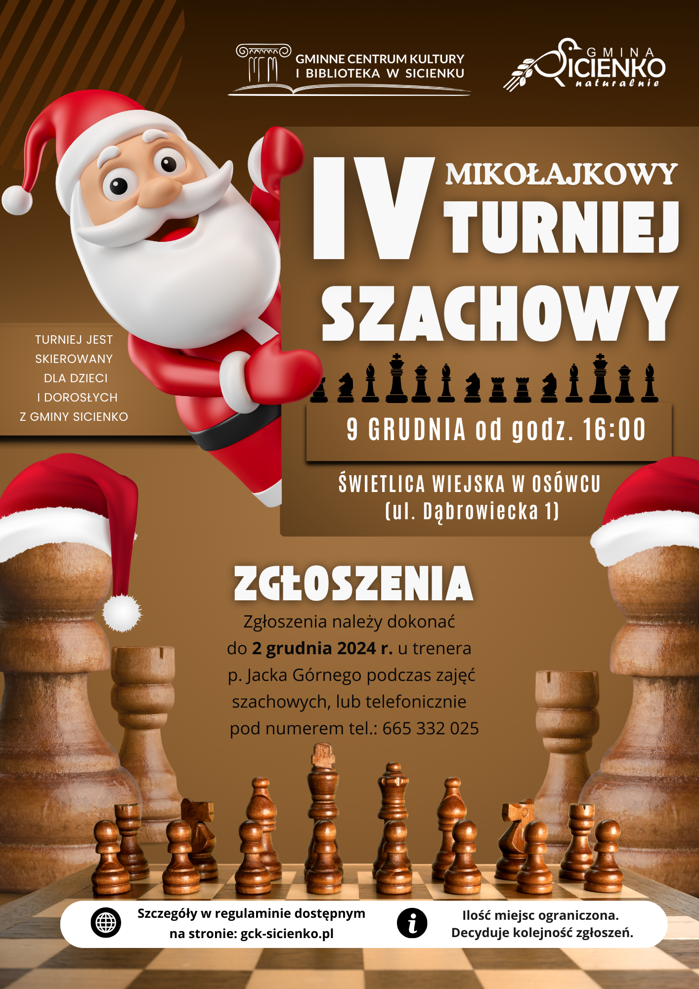 Plakat - IV Mikołajkowy Turniej Szachowy Plakat - IV Mikołajkowy Turniej Szachowy